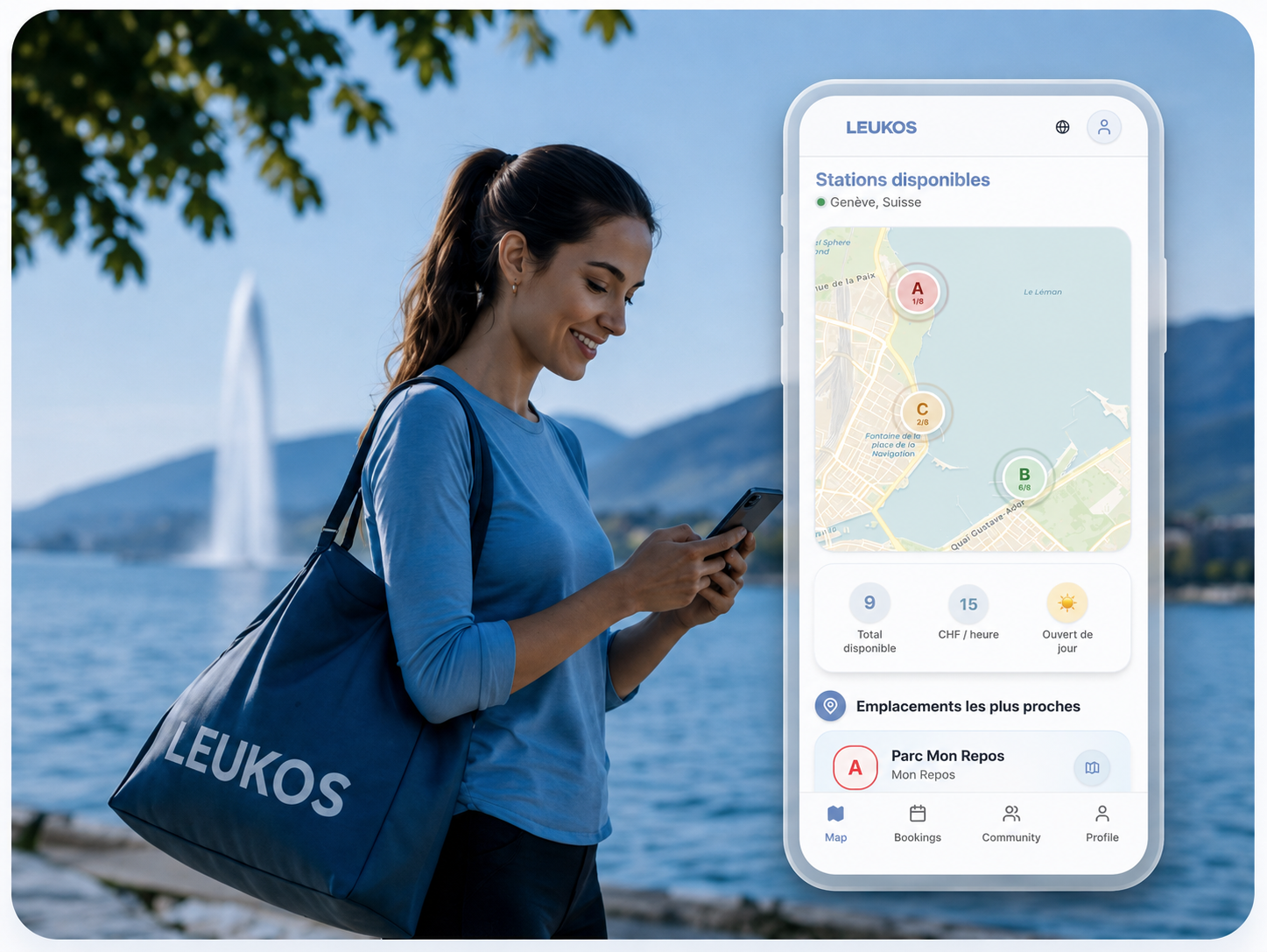 L'application LEUKOS utilisée au bord du lac Léman