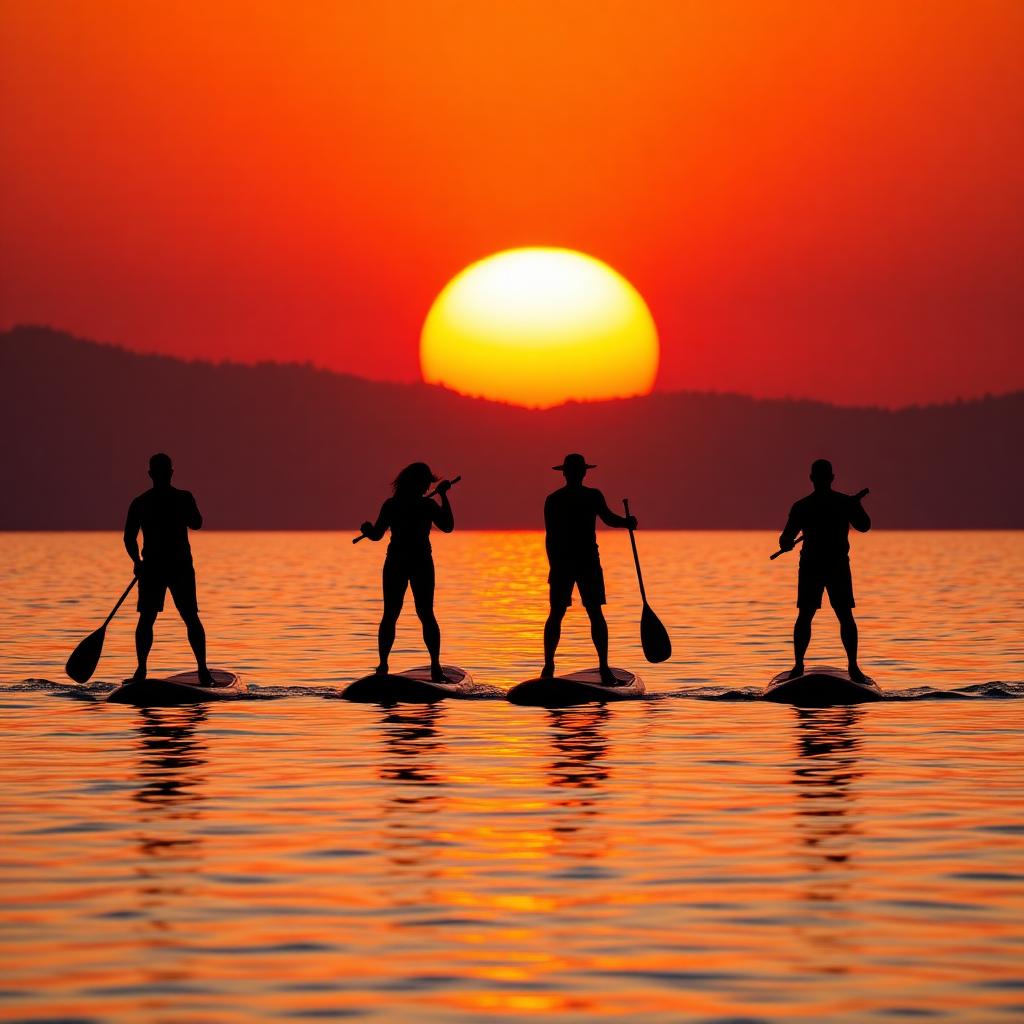 Sunset paddle with the crew 🌅